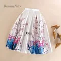 BunniesFairy бренд Осень Новая Элегантная Женская винтажная ретро Цветочная печать миди-юбка с высокой талией Офисная Женская офисная одежда