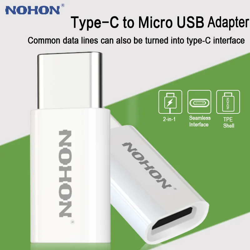 Оригинальный usb адаптер NOHON Type C для Micro Xiaomi 4C 4S 5S Plus Oneplus 3T 2 3 Nubia кабель зарядное