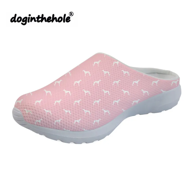 Doginthehole/женские сабо; спортивные сандалии; собака породы борзая; силуэт; летняя пляжная обувь для женщин; сетчатые уличные тапочки; - Цвет: Черный и бежевый
