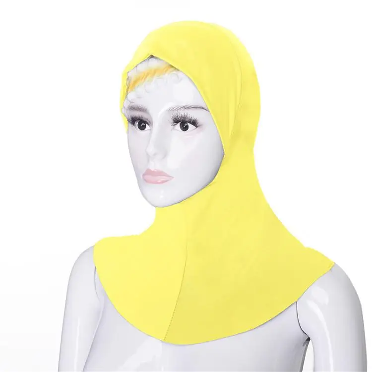 02 Yellow Мусульманские женщины под шарф, шляпа, Шапка мягкая кость капот ниндзя хиджаб исламский шеи крышка простой тюрбан, головной платок Amira банданы головные уборы - Цвет: 02 Yellow