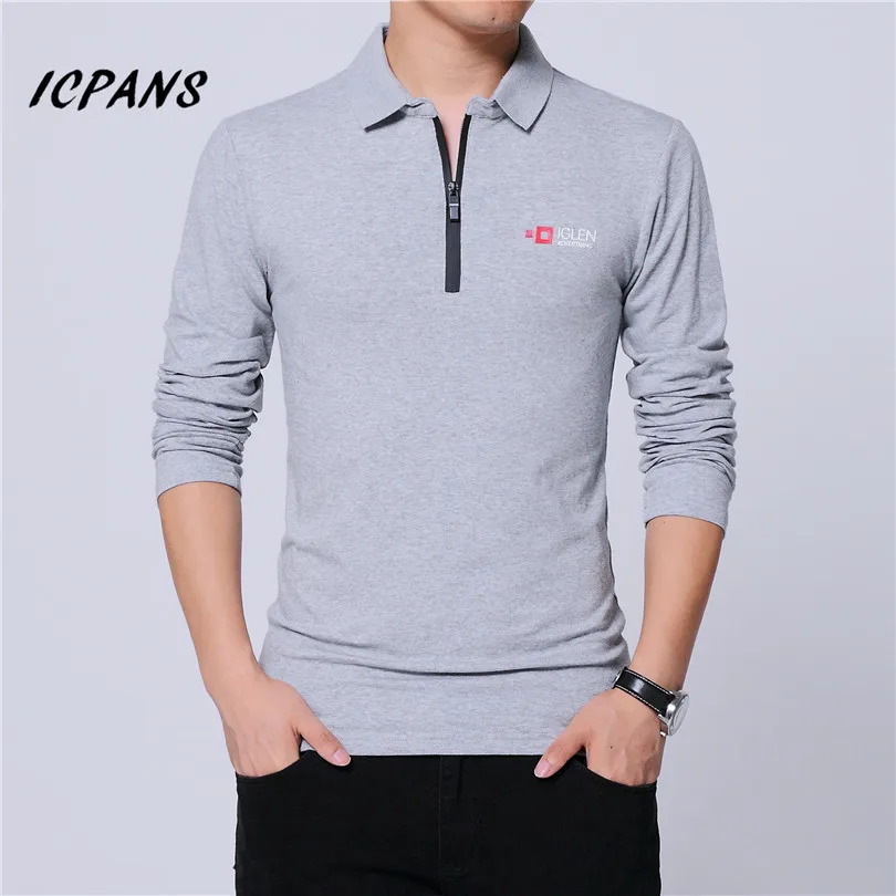 1281 light gray ICPANS, длинный рукав, рубашки поло, мужские, облегающие, черные,, новая мода, весна, осень, хлопок, для гольфа, рубашки поло, для мужчин, большой размер, 5XL - Цвет: 1281 light gray