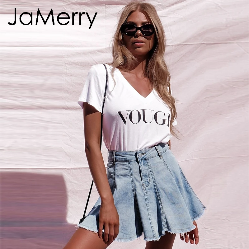 Женская джинсовая мини юбка JaMerry с высокой талией и кисточками Повседневная