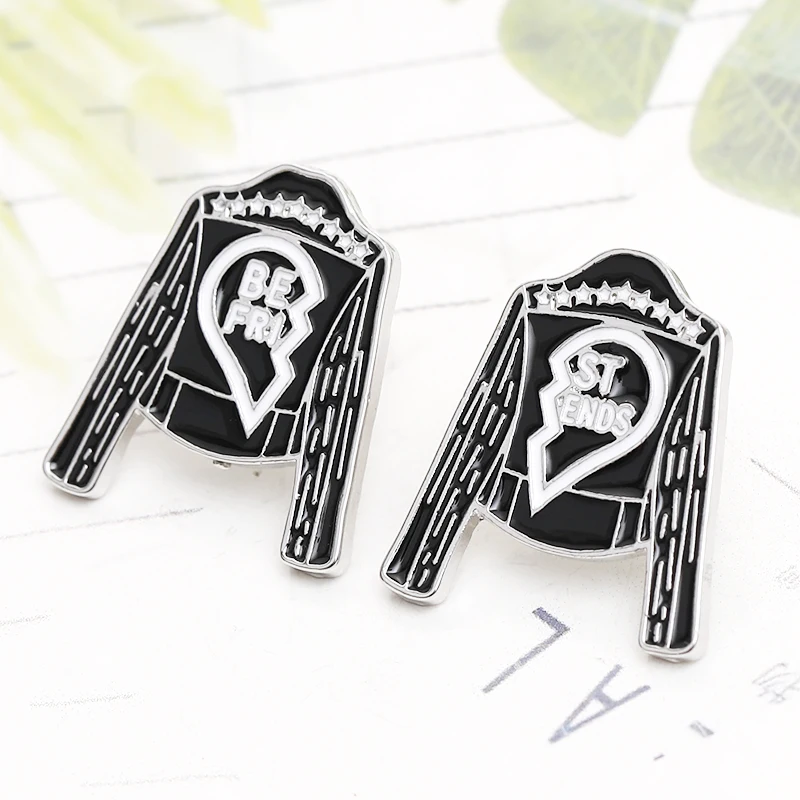 Новинка 2 предмета/партия черный Кожаные куртки сломанные Броши с сердечком