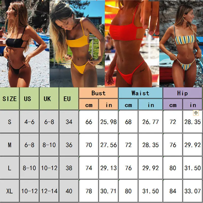 

Women Bandeau Bandage Bikini Padded Set Brazilian Summer Hot Solid Female Bandage Sexy Swimwear Beachwear Swimsuit