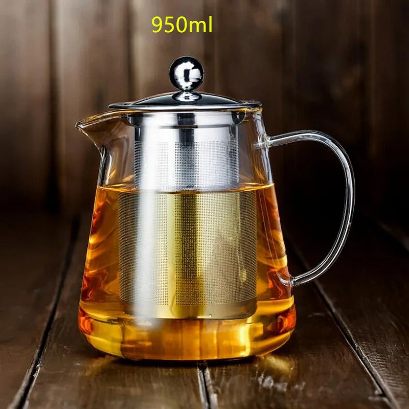 950ml Набор стеклянных чайников(8 шт.), стеклянная чайная чашка(6 шт.), китайский Исин кунг-фу Фиолетовый Глиняный Чайник, чашка справедливости, черный керамический чайник - Цвет: 950ml