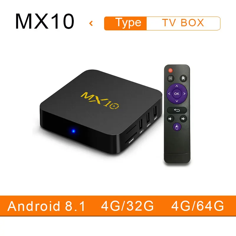 ТВ коробка MX10 4 Гб Оперативная память 32 ГБ Встроенная Android 9 0 tv Box HDMI 2 RK3328 ядра ГГц WI