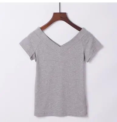 Серый Poleras de mujer moda женские футболки с открытыми плечами, женская сексуальная забавная футболка, хлопковая футболка, Женская Повседневная футболка - Цвет: Серый