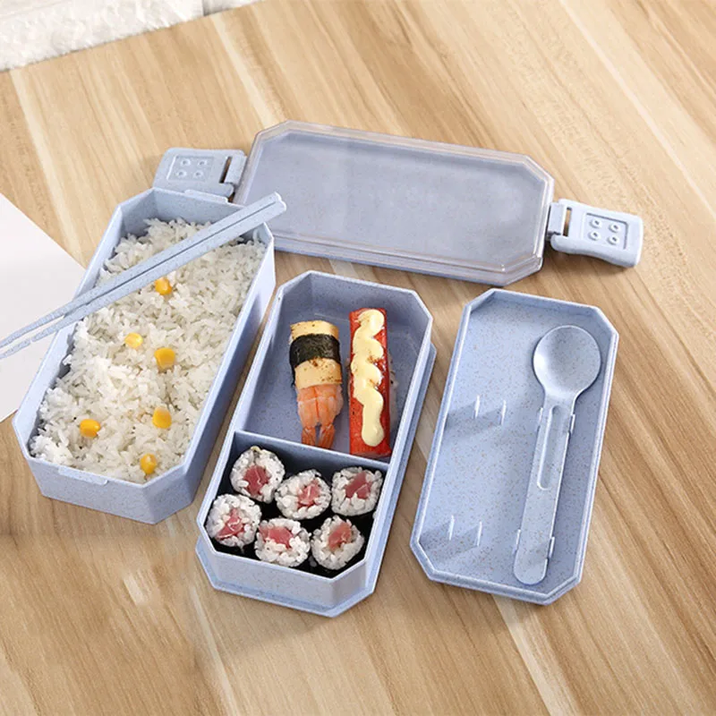 ONEUP пшеничная соломинка экологичный Ланч-бокс 1300 мл Bento box Контейнер для хранения продуктов с ложкой для студентов и взрослых