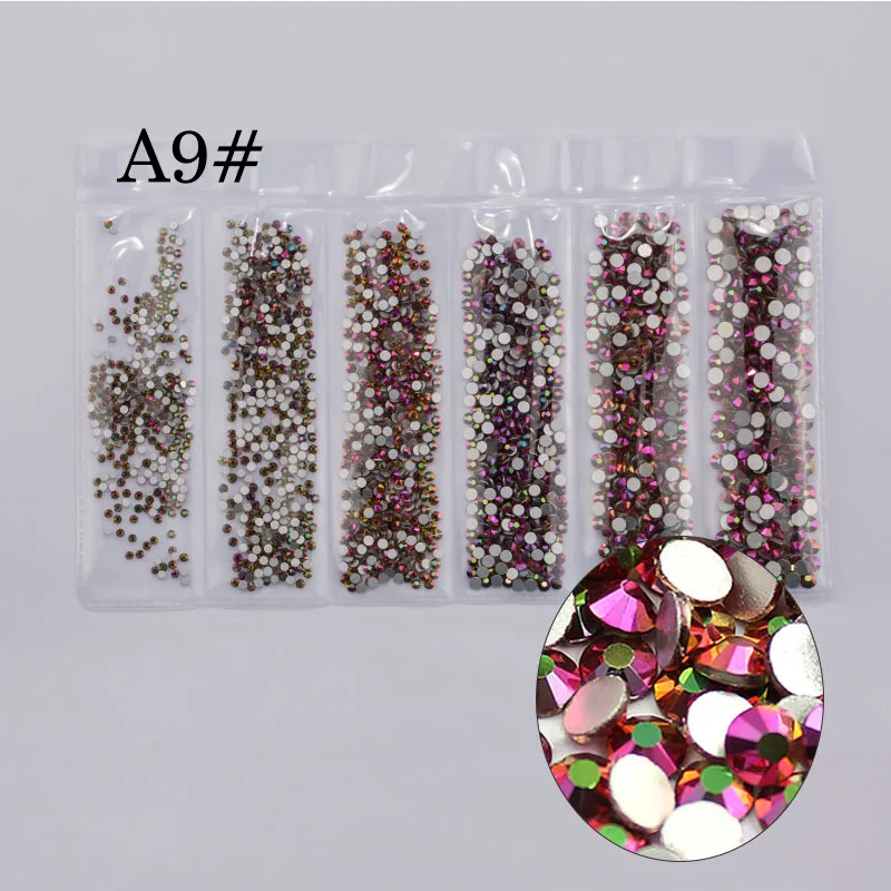 A9 Rhinestones Francheska Стразы для нейл-арта стекло мульти-размер для ногтей кристалл для нейл-арта украшения Кристалл страз амулеты ozdoby do paznokci - Цвет: A9 Rhinestones