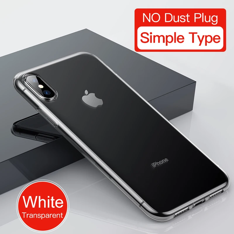 No Plug Clear Чехол для телефона Baseus для iPhone Xs Max, Xr, X, S, R, Xsmax, ультра тонкий, мягкий, ТПУ, силиконовый чехол для iPhone, Max, Fundas - Цвет: No Plug Clear