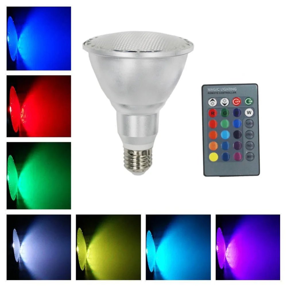 Цветная (RGB светодиодный лампы Par30 10 W светодиоидная лампа с регулируемой яркостью