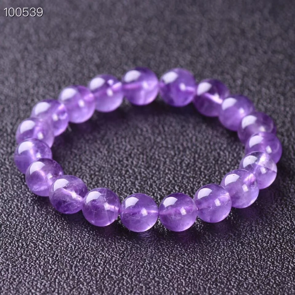 

Natural Lavender Purple Amethyst Quartz Clear Round Beads Bracelet 8mm 10mm 12mm Crystal Gemstone Women Men Healing AAAAA