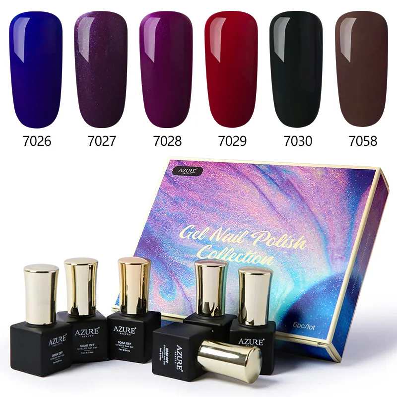 Set 3 Azure beauty, 6 шт./лот, Гель-лак для ногтей,, 7 мл, цветной, гель для ногтей, набор, гель для ногтей, гель для ногтей, УФ-лак для ногтей, долговечный, Набор лаков для ногтей - Цвет: Set 3