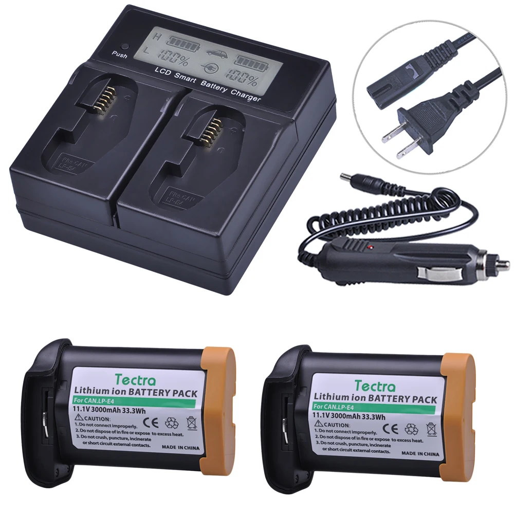 2Pcs 3000mAh LP-E4 LP E4 LPE4 Battery Akku + LCD Dual Fast Charger for Canon EOS 1D Mark 3 III 1DX 4 IV DSLR Cameras | Электроника