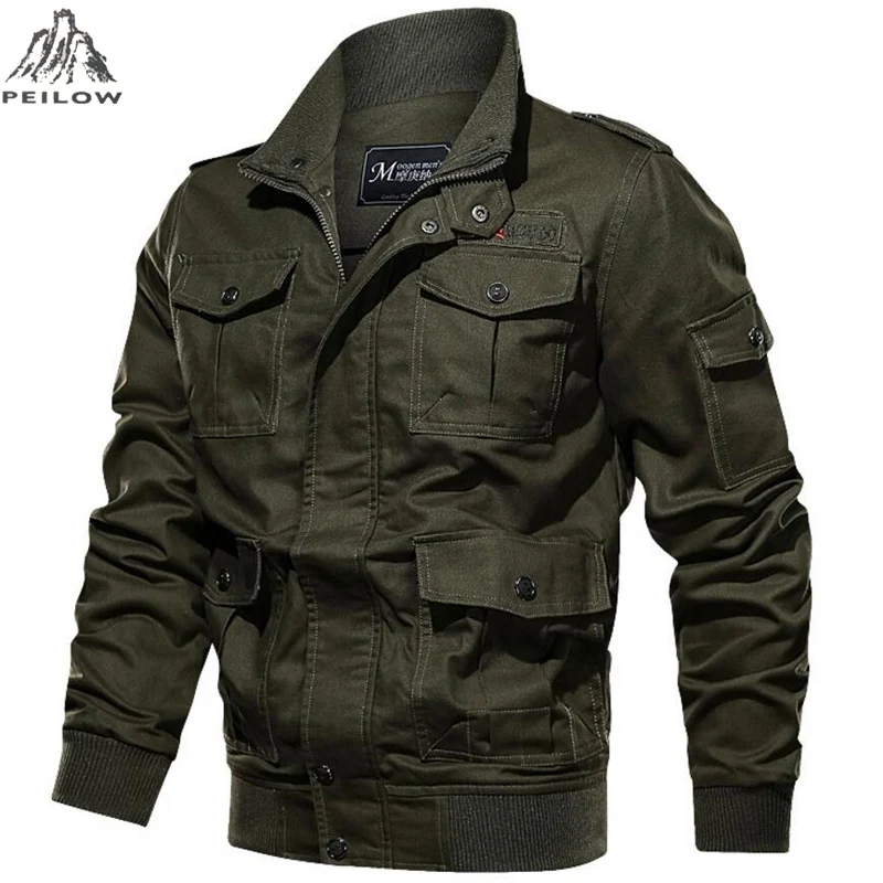 

Куртка-бомбер мужская весенне-осенняя из 100% хлопка, Размеры M-5XL, 6XL