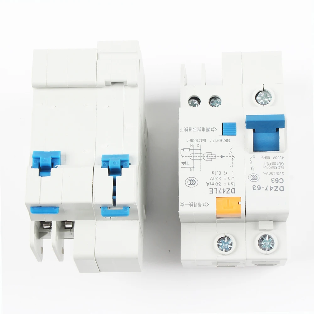 1P+ N 2P 3P+ N 4P DZ47LE-63 10A-63A мини бытовой Автоматический Выключатель Электрический утечки защиты тока устройства