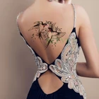 Водонепроницаемая Временная тату-наклейка с птицей, поддельные тату, флэш-тату, временные тату на заднюю ногу, боди-арт для девушек, женщин и мужчин