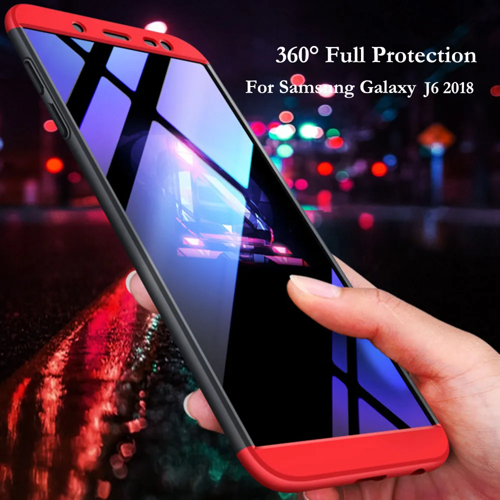 3 In 1 Full Cover Protective Armor Case With Tempered Glass Screen Protector For Samsung Galaxy J6 2018 J600 SM-J600F J600G/ On6 | Мобильные