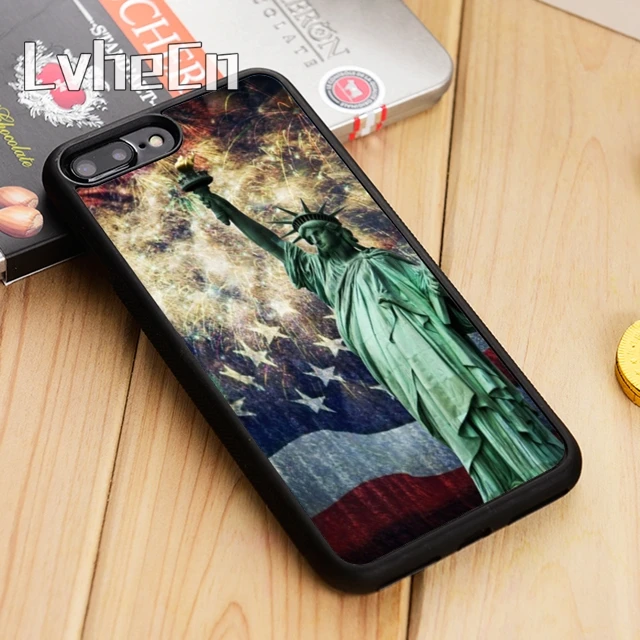LvheCn чехол для телефона с американским флагом статуей свободы iPhone 5 6s 7 8 plus 11 12 Pro X XR