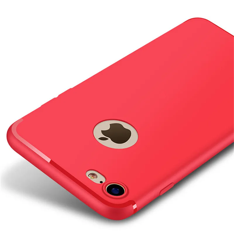 Red Ультра тонкий мягкий силиконовый чехол из ТПУ для iPhone 7 6 6S Plus 5 5S 5SE 360 Полный чехол матовый черный силиконовый чехол для мобильного телефона s - Цвет: Red