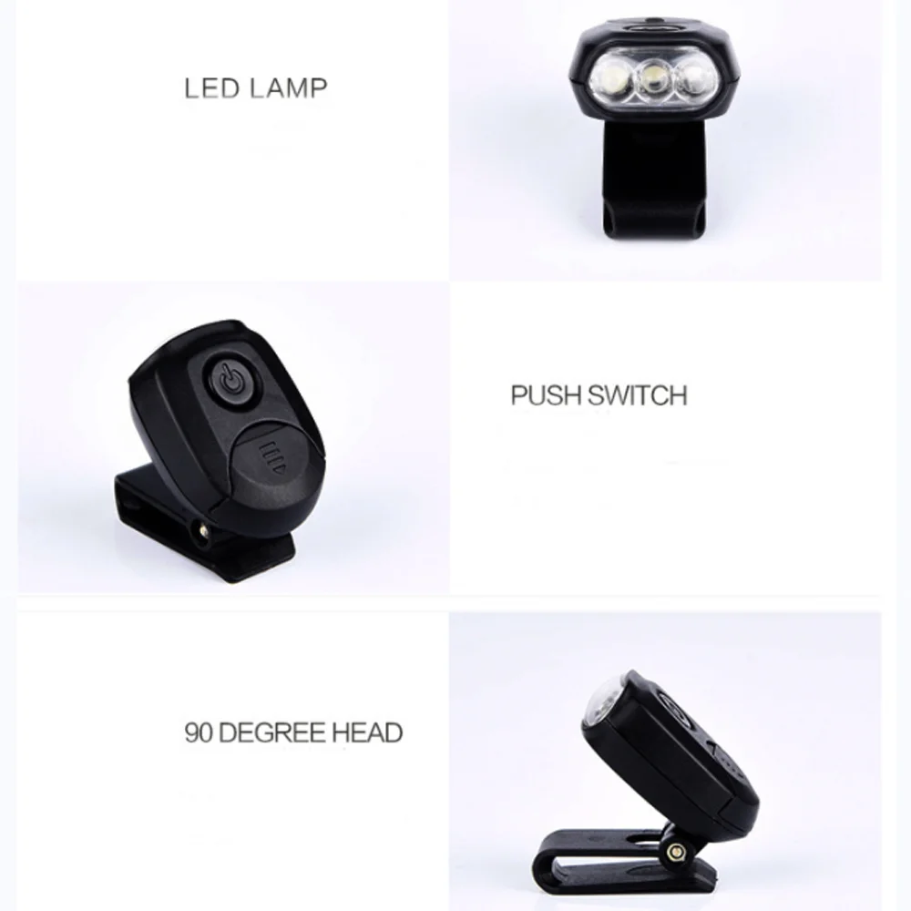 3 LED Headlamp Cap Light Cycling Casquette 90 Degree Rotatable Headlight Clip-on Lamp Hat for Camping Hiking | Лампы и освещение