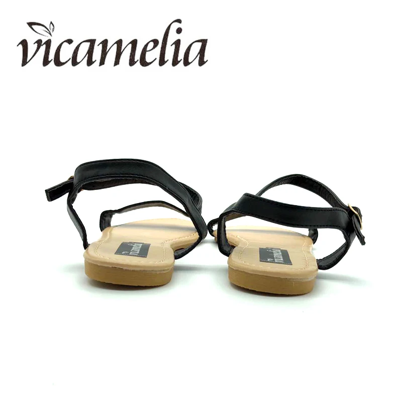 Vicamelia/ г. Летние пляжные сандалии женская повседневная обувь на плоской подошве с пряжкой женские модные шлепанцы с открытым носком и цветочной вышивкой 558