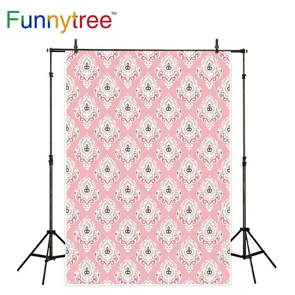 Фон Funnytree для фотостудии дамасский розовый винтажный узор декора фотография фон