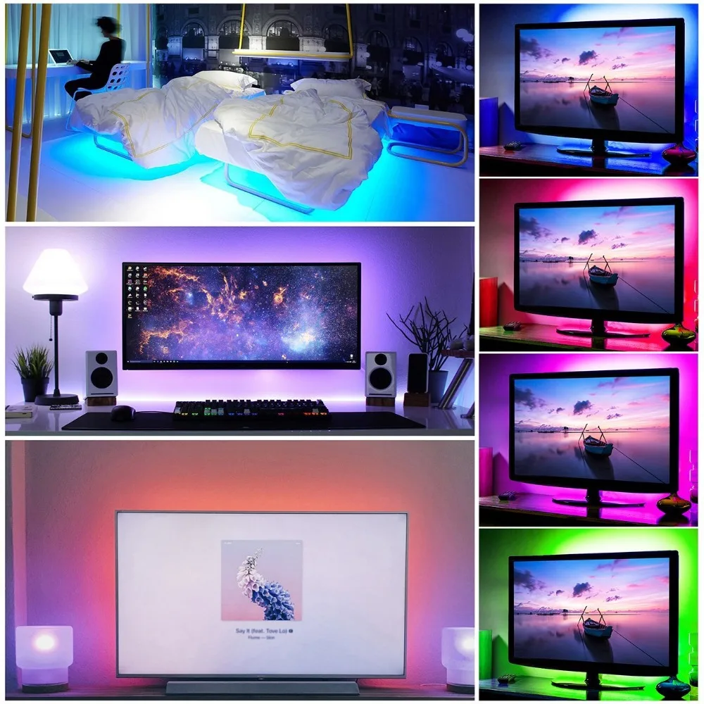 

Addressable RGB LED Strip Light 5V WS2812B 30Led/m 60Leds/m Full Color Led Lamp Waterproof Led Ribbon With WS2812B RF Controller