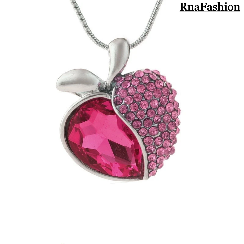 Женское ожерелье с подвеской в виде яблока Персиковое сердце посеребренное