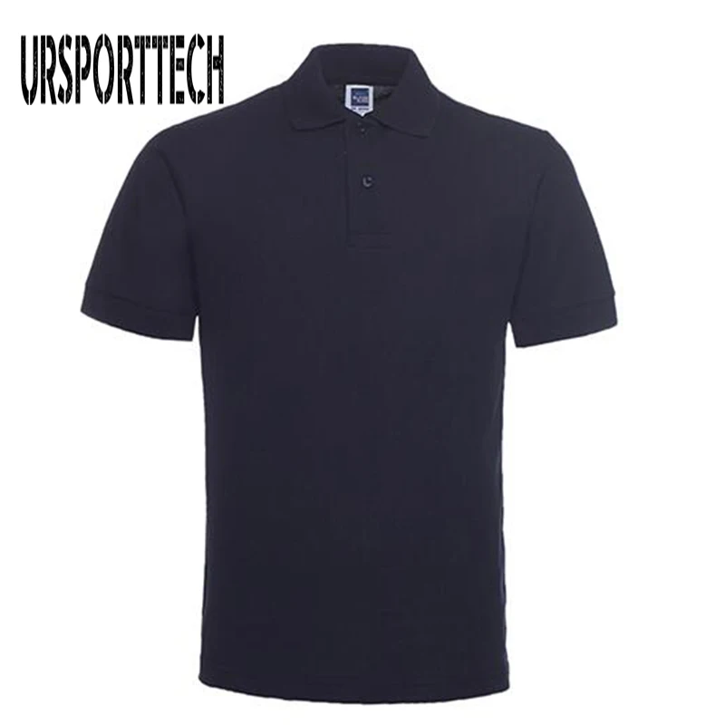 navy blue Брендовая одежда, мужские рубашки поло, мужские хлопковые рубашки поло с коротким рукавом, повседневная Однотонная рубашка Camisa Polo, высокое качество, XS-3XL - Цвет: navy blue