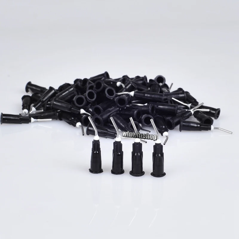 

200 PCS 18G diameter 1.17mm black flush elbowHigh Quality Bent Needle Tips irrigation needle Dental Acid reagent