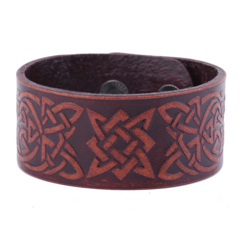 Женский и мужской кожаный браслет специальный выпуклый скандинавский Тотем для