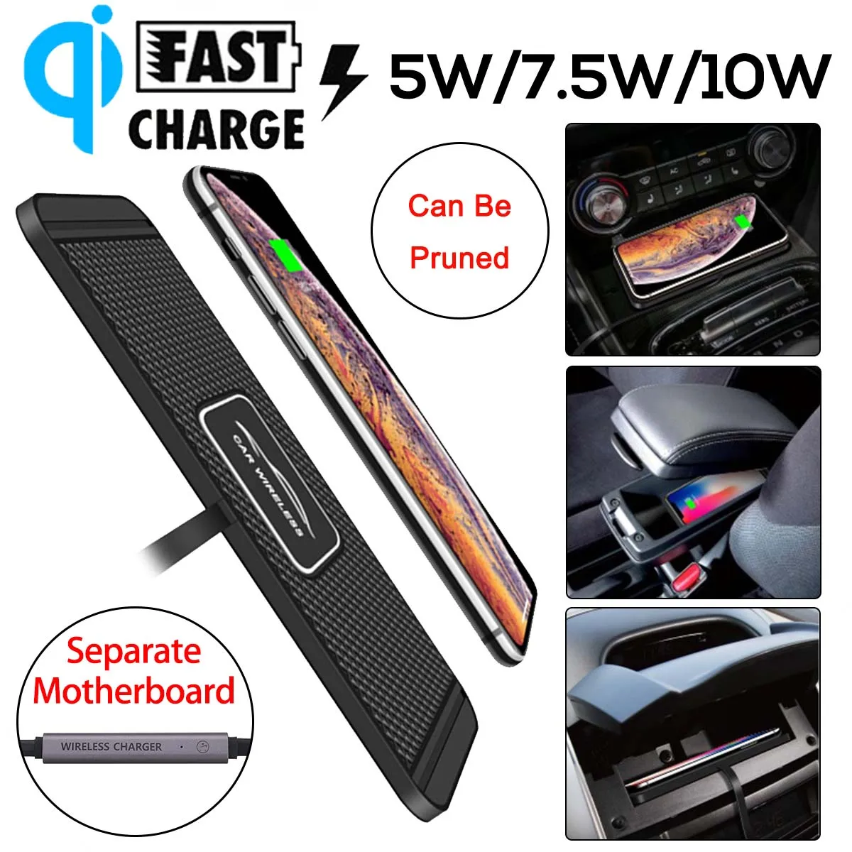 5W/7.5W/10W C1 Car Qi Wireless Charger Pad Fast Charging Dock Station Non-slip Mat Car Dashboard Holder Stand for iPhone X R