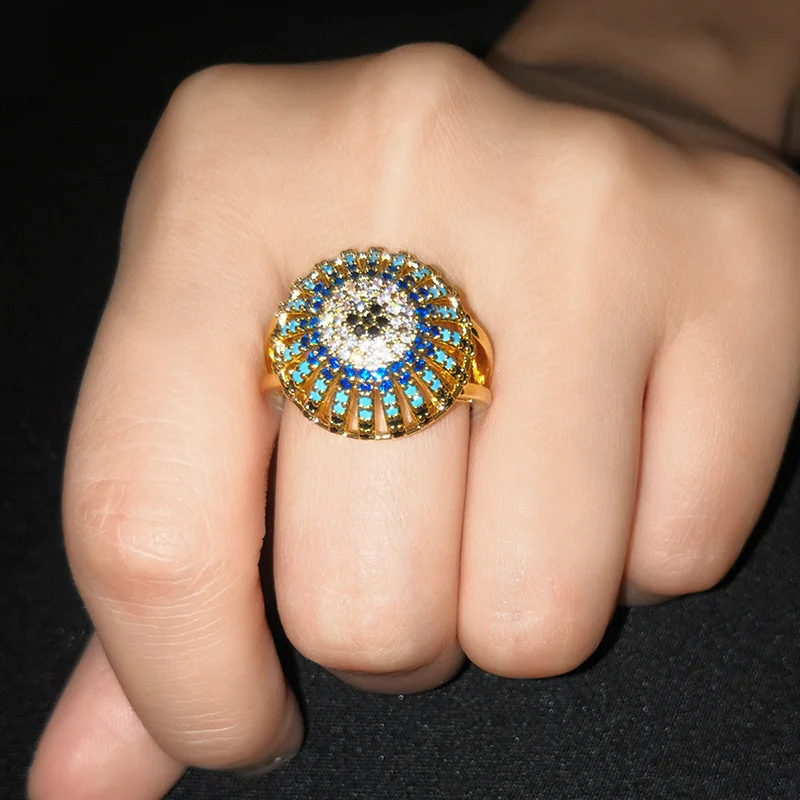 Мужское Винтажное кольцо OCESRIO Золотое Турецкий Дурной глаз из меди rig-h16 |