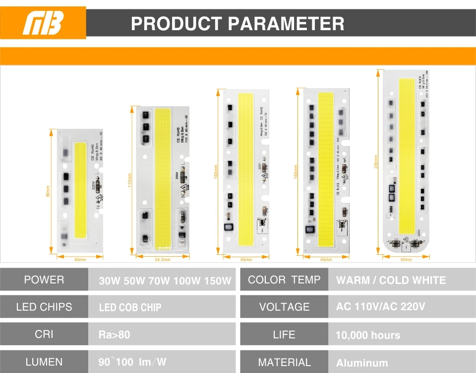 Smart IC светодиодный COB чип лампа 30 Вт 50 Вт 70 Вт 100 Вт 150 Вт 220 В 110 В IP65 Smart IC для DIY светодиодный прожектор холодный теплый белый наружное освещение