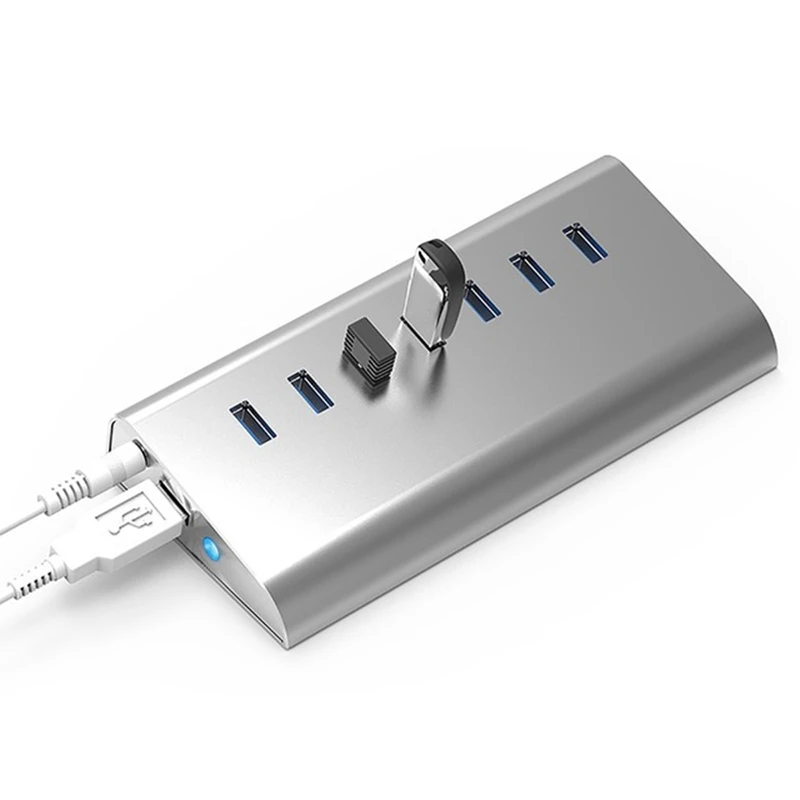 7 портов Usb 3,0 алюминиевый концентратор адаптер 5 Гбит/с высокая скорость с питанием от сети переменного тока для ноутбуков ПК Планшет Для iMac, для MacBooks