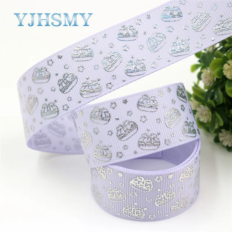 I-19326-763 YJHSMY I-19326-757 25 мм 10 ярдов лазерный серебряный милый мультфильм любовь напечатаны корсажная лента DIY ручной работы головные уборы свадебный подарок обёрточная бумага - Цвет: I-19326-763