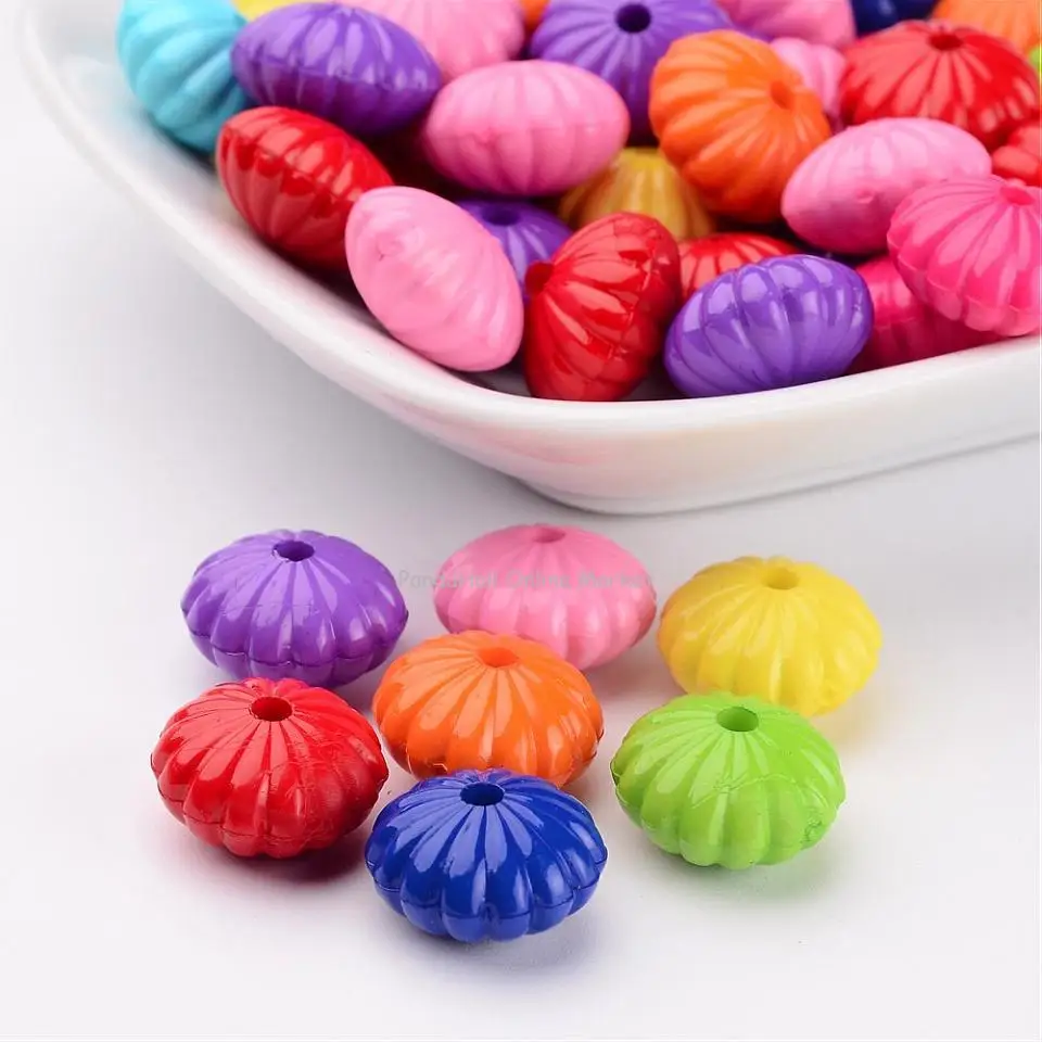 

Colorful Acrylic Beads, Flat Round, Mixed Color, 14x8mm, Hole: 2mm
