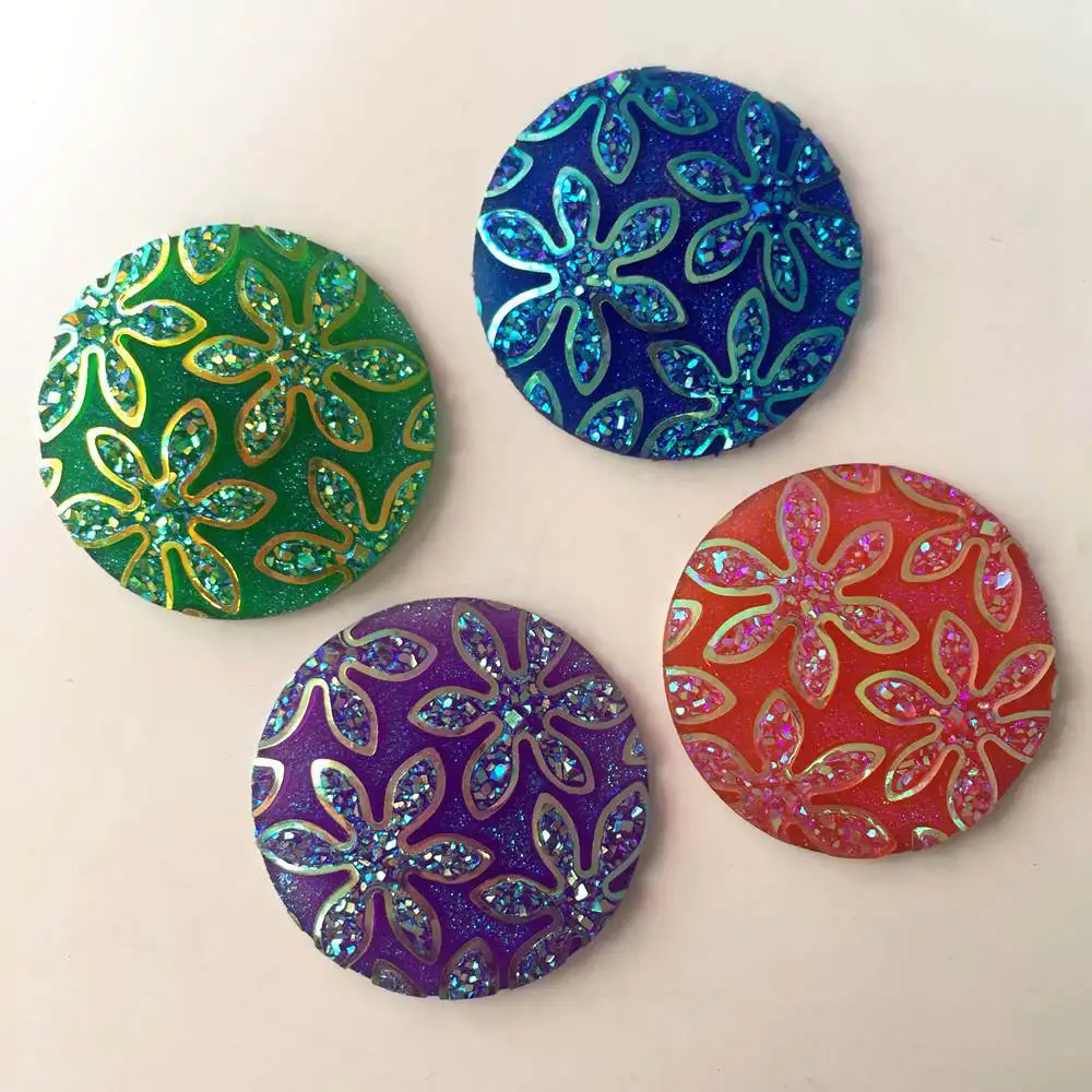 New 4PCS Mix 30mm AB Resin round flower Flat back Rhinestone scrapbook Children ornaments diy wedding crafts PF240 | Украшения и