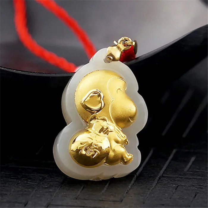 Подвескаиз натурального камня Yu 100% чистых качественных полотенец 18 K золота