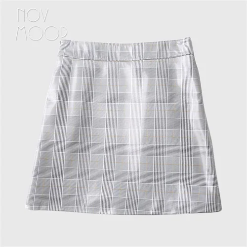Patent leather plaid Винтажная стильная клетчатая печать настоящая овчина из лакированной кожи с высокой талией мини-юбка трапециевидной формы faldas mujer etek jupe плюс размер LT2645 - Цвет: Patent leather plaid
