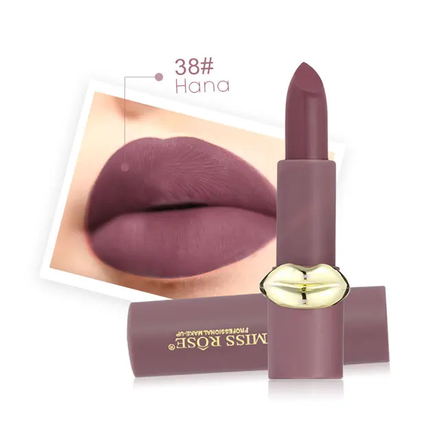 38 Hana 200006155# MISS ROSE помада в форме губ красная красота матовая помада стойкая водостойкая легко окрашиваемая Рубиновая Роза Косметика для губ помада - Цвет: 38 Hana