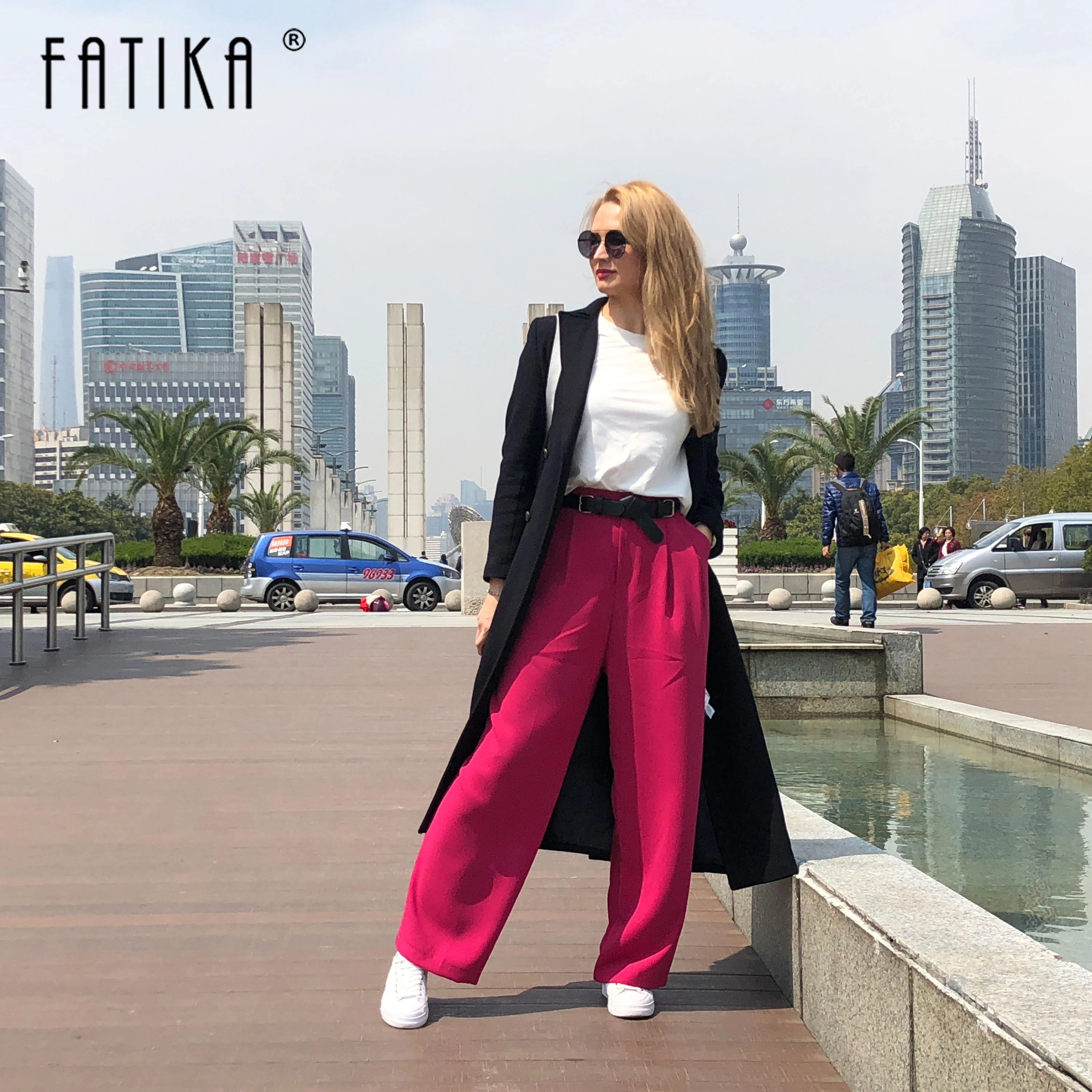 FATIKA,, зима, хит, женские плотные штаны, свободные, одноцветные, широкие, модные, для девушек, свободные, брюки, женская одежда