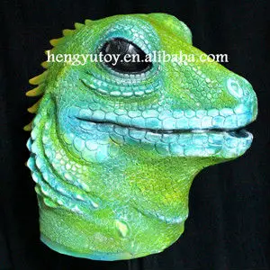 Cosplay Halloween Carnival Party Fancy Dress Costume Green Latex Lizard Mask