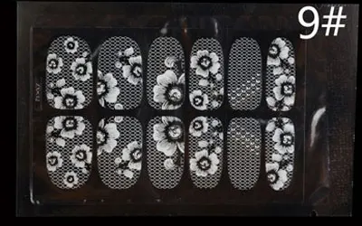 1 лист белый стикеры 3D на ногти Nail Art Наклейки стильный кружевной дизайн цветок полное покрытие наклейки на ногти аксессуар инструмент для украшения - Цвет: Design9