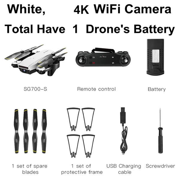 White 4k 1 battery Радиоуправляемый Дрон 720P 1080P 4K HD широкоугольная камера складной Квадрокоптер Профессиональный Квадрокоптер селфи Дрон 22 мин Время полета - Цвет: White 4k 1 battery