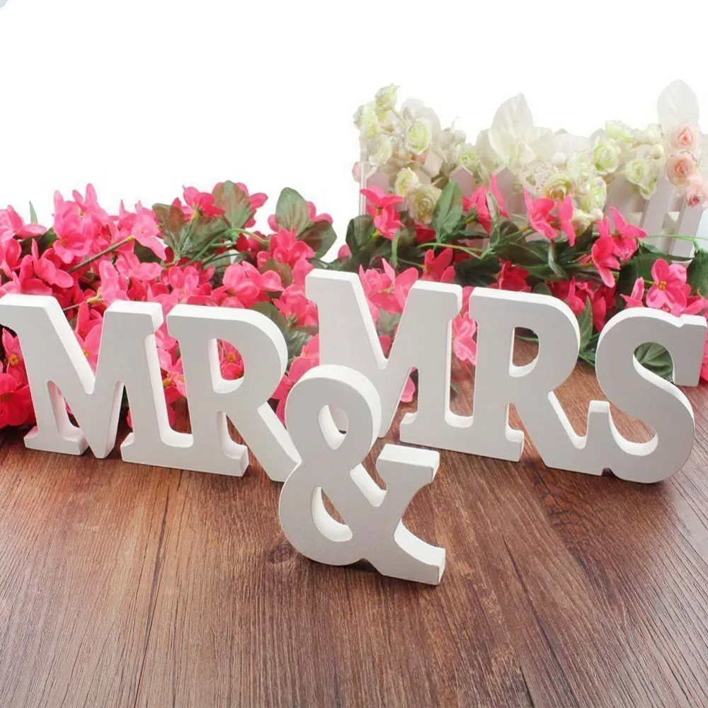 Деревянные буквы Mr & Mrs Свадебные украшения Брак на день рождения письма