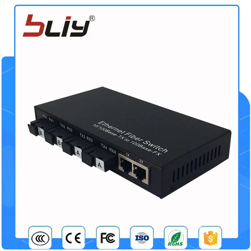 Одиночный волоконный медиаконвертер 4 волоконного порта Ethernet волоконно
