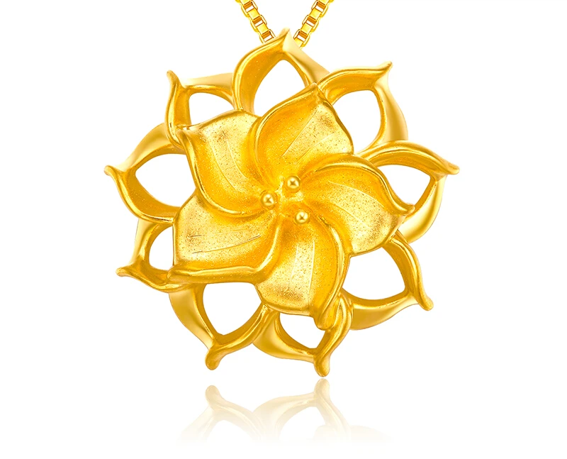 

Pure 3D 24K Yellow gold Flower Pendant Lady's Pendant 3.10g