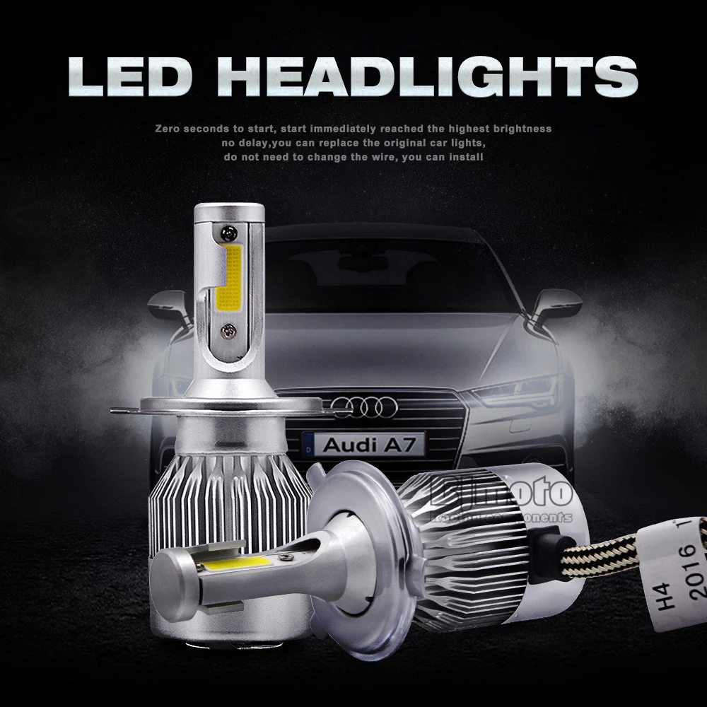 BJMOTO пара C9 H4 H11 H13 H1 H7 72 Вт 6000 К/белый сменный ходовой светильник s противотуманный головной светильник для вождения автомобиля светодиодный светильник